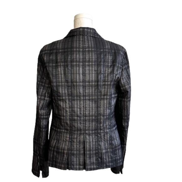 Tribal Black Gray Metallic Textured Button Front Pockets Blazer Jacket Size 10 - Picture 4 of 12